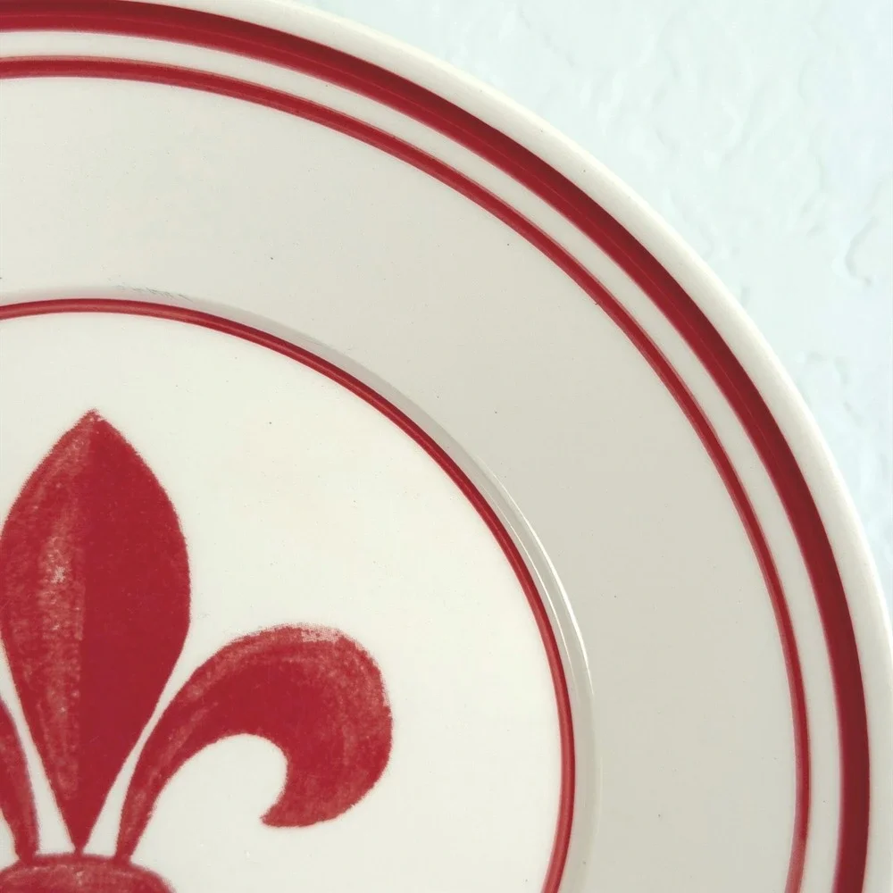 Lot of Three Fleur De Lis William‎ Sonoma Plates Red 8